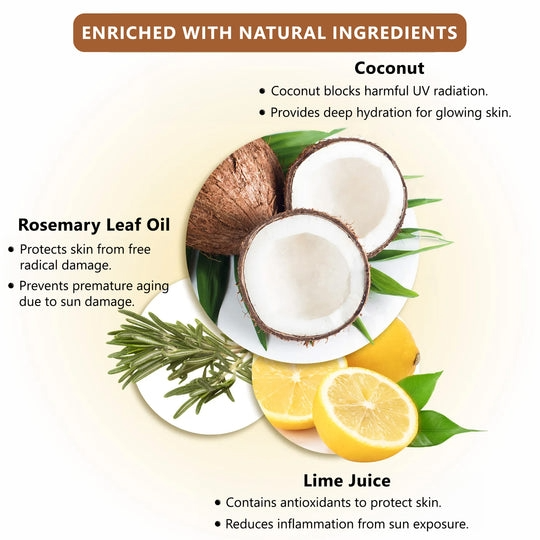 Coconut Nourishing Sunscreen Lotion SPF 50, With Lime & Rosemary Leaf Oil(Buy 1 Get 1)