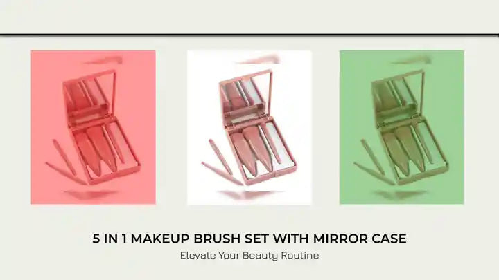 5 in 1 Makeup Brush Set with Mirror Case by@Outfy